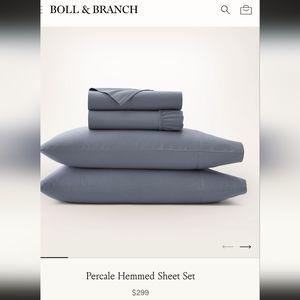 Boll & Branch King size Percale Hemmed Sheet set